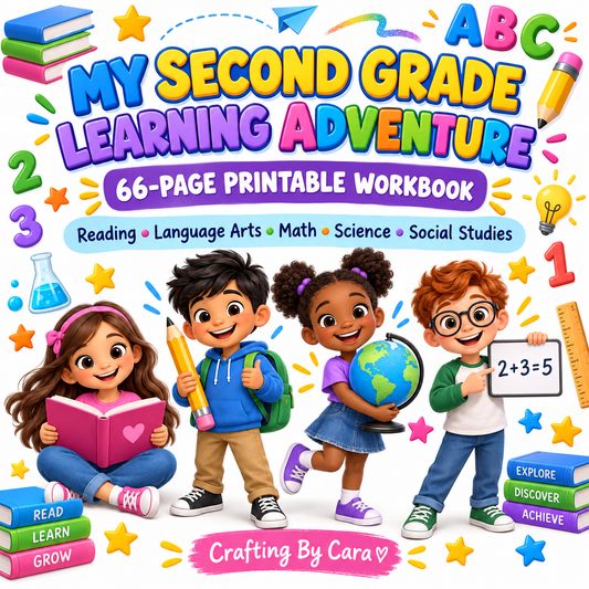 My Second Grade Learning Adventure – 66-Page Printable Workbook | Digital PDF